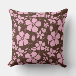 HAWAIIAN HULA (HIBISCUS) BROWN/PINK KUDDE