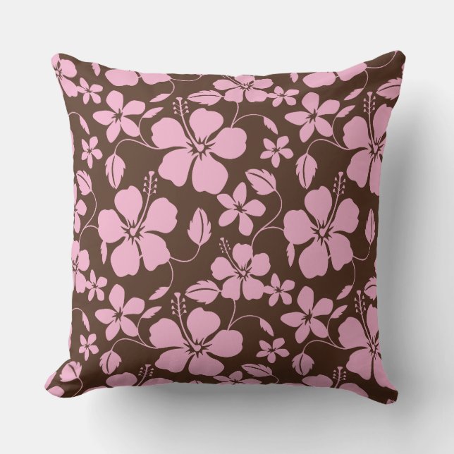 HAWAIIAN HULA (HIBISCUS) BROWN/PINK KUDDE (Framsida)