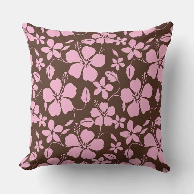 HAWAIIAN HULA (HIBISCUS) BROWN/PINK KUDDE (Framsida)