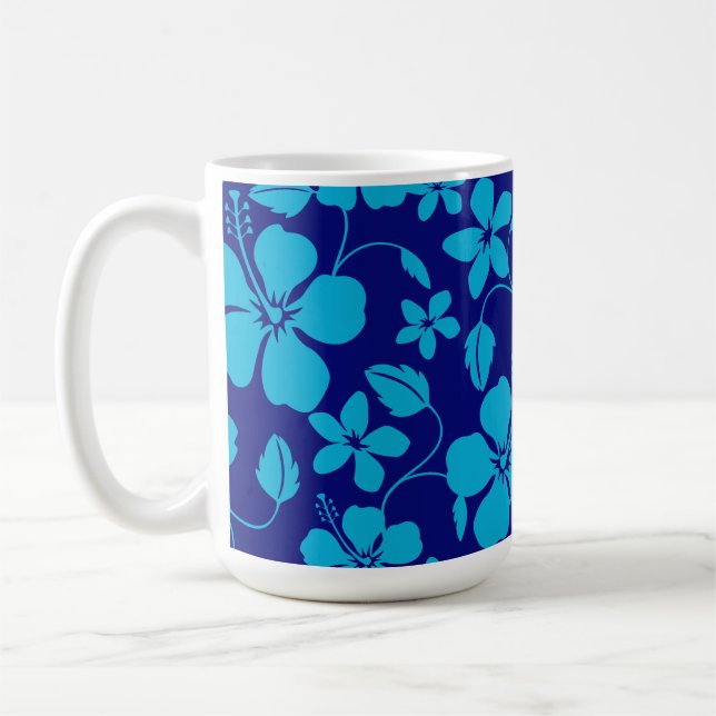 HAWAIIAN HULA (HIBISCUS) DARK/LIGHT BLUE KAFFEMUGG (Vänster)