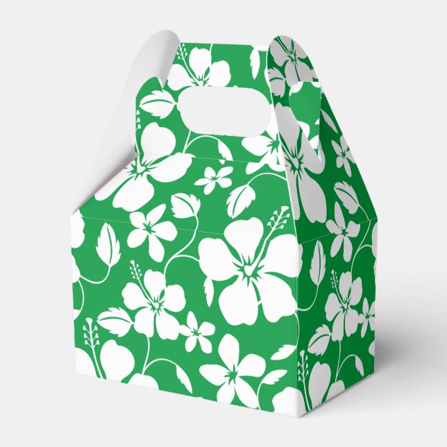 HAWAIIAN HULA (HIBISCUS) GRÖNT FAVOR BOX PRESENTASKAR (Framsidan Sidan)