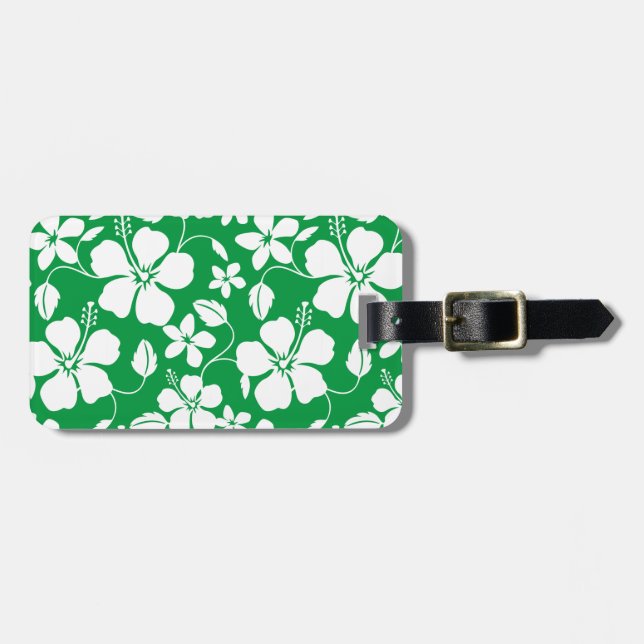 HAWAIIAN HULA (HIBISCUS) GRÖNT LUGGAGE TAG BAGAGEBRICKA (Horisontell Framsida)