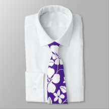 HAWAIIAN HULA (HIBISCUS) LILA NECK TIE
