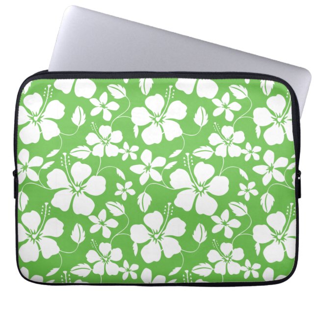 HAWAIIAN HULA (HIBISCUS) LIME LAPTOP FODRAL (Framsidan)