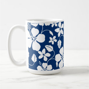 HAWAIIAN HULA (HIBISCUS) NAVY COFFEE MUGG