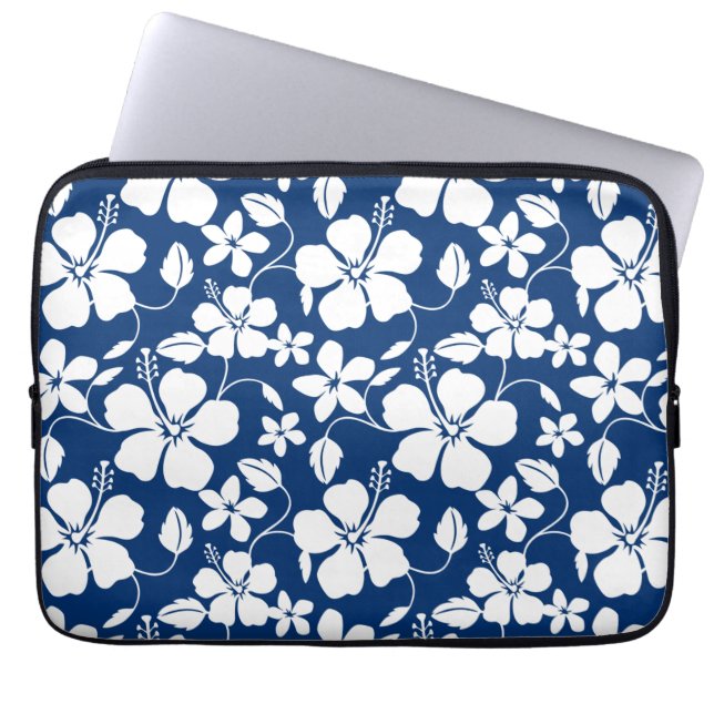HAWAIIAN HULA (HIBISCUS) NAVY LAPTOP FODRAL (Framsidan)
