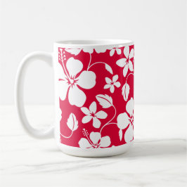 HAWAIIAN HULA (HIBISCUS) RED COFFEE MUGG