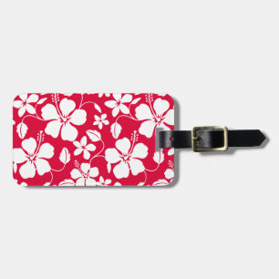 HAWAIIAN HULA (HIBISCUS) RED LUGGAGE TAG BAGAGEBRICKA