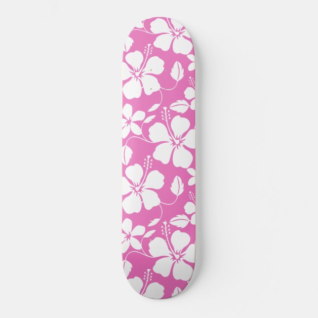 HAWAIIAN HULA (HIBISCUS) ROSA MINI SKATEBOARD BRÄDA 18,5 CM (Framsida)