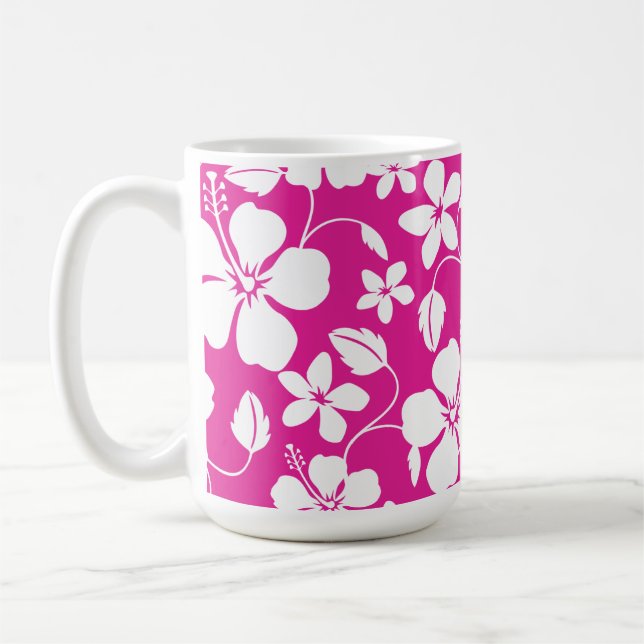 HAWAIIAN HULA (HIBISCUS) SHOCK ROSA COFFEE MUGG (Vänster)