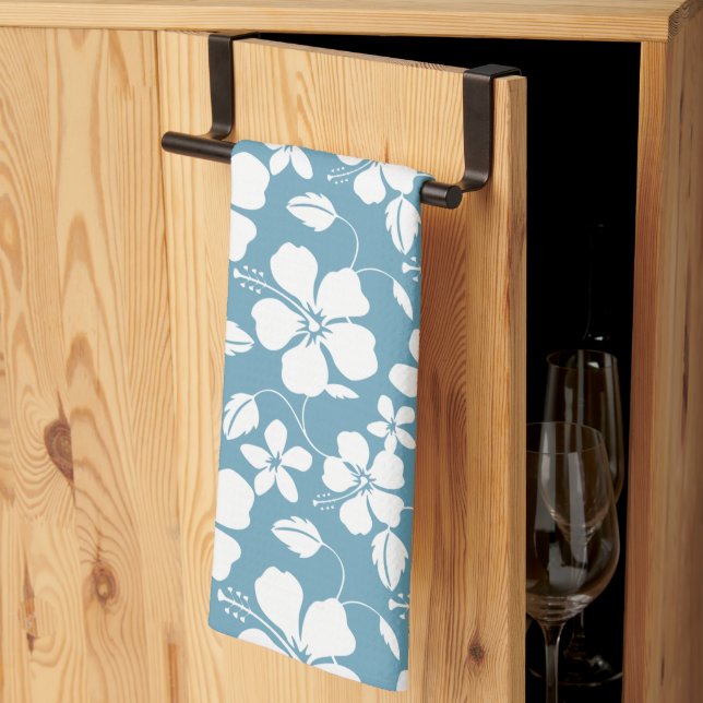 HAWAIIAN HULA (HIBISCUS) SLATE BLUE KÖKSHANDDUK (Thirds Fold)