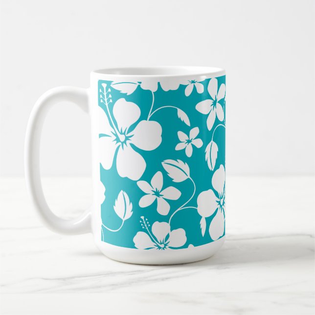 HAWAIIAN HULA (HIBISCUS) TEAL KAFFEMUGG (Vänster)