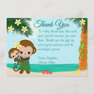 Hawaiian Hula Monkey Baby Shower Tack BOY#01 Inbjudningar