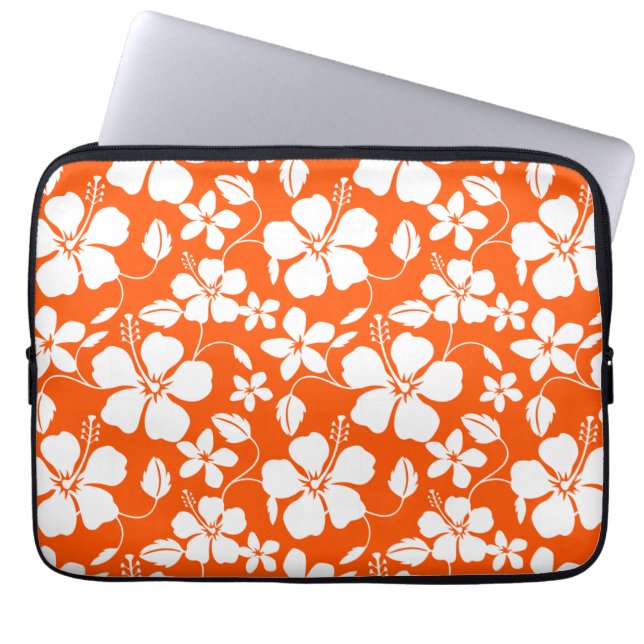 HAWAIIAN HULA-ORANGE (HIBISCUS) LAPTOP FODRAL (Framsidan)