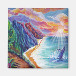 Hawaiian Humpback Whale och Na Pali Kauai Magnet