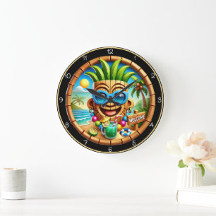 Hawaiian Hut Welcome: Tropical Beach Stor Klocka
