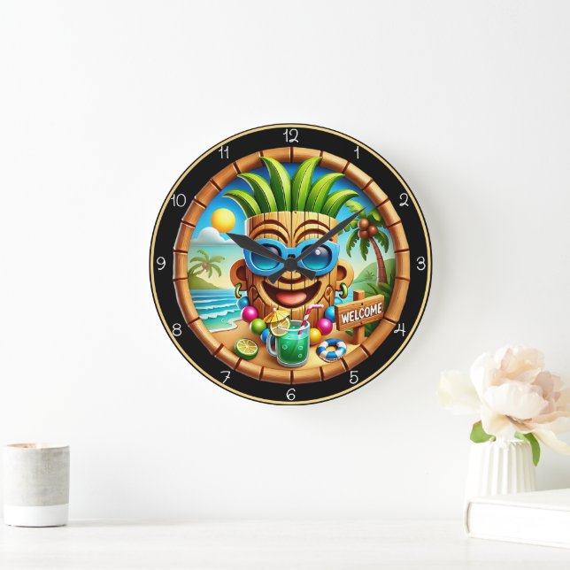 Hawaiian Hut Welcome: Tropical Beach Stor Klocka (Hem)