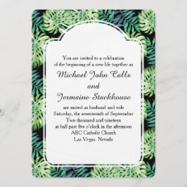 Hawaiian Island Beach Wedding Monsterra Deliciosa Inbjudningar