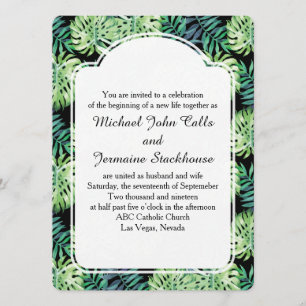Hawaiian Island Beach Wedding Monsterra Deliciosa Inbjudningar