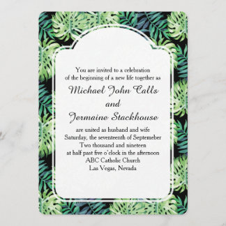 Hawaiian Island Beach Wedding Monsterra Deliciosa Inbjudningar