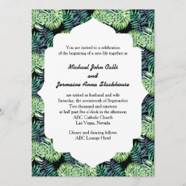 Hawaiian Island Beach Wedding Monsterra Deliciosa Inbjudningar