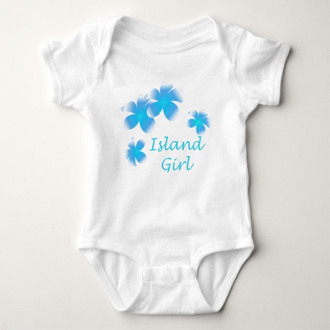 Hawaiian Island Girl Tropical Blommigt Aqua Infant T-shirt (Framsida)