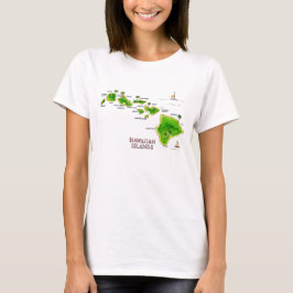 Hawaiian Islands Handritad Kart T-Shirt