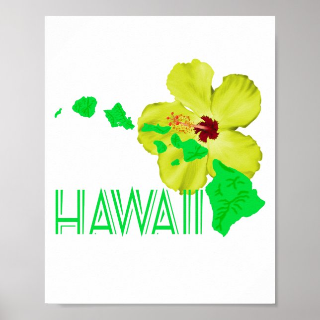 Hawaiian Islands Yellow Hibiscus Flower Poster (Framsidan)