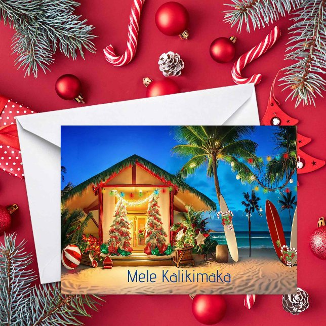 Hawaiian Jul Bungalow på stranden Kort (Skapare uppladdad)