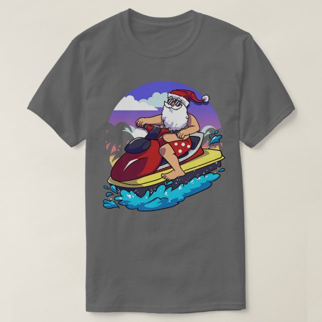 Hawaiian jul Jultomten Jet Skiing T Shirt (Design framsida)