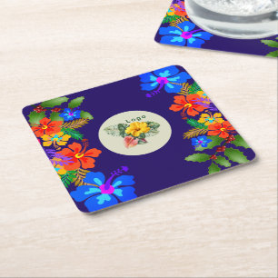 Hawaiian Jul Logotyp Template Party Underlägg Papper Kvadrat