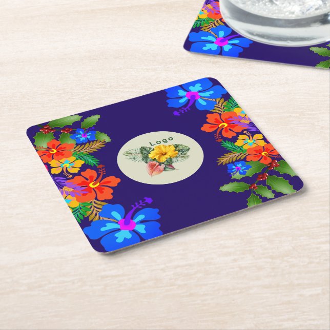 Hawaiian Jul Logotyp Template Party Underlägg Papper Kvadrat (Vinklad)