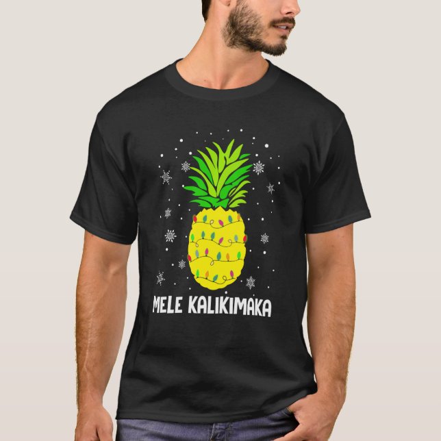 Hawaiian jul Mele Kalikimaka Pineapple Hawa T Shirt (Framsida)