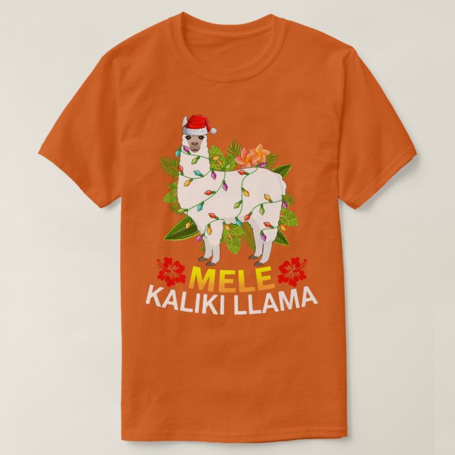Hawaiian Julafton Llama Ljus Mele Kalikimaka Llama T Shirt (Design framsida)
