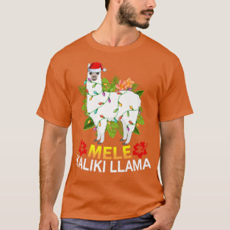 Hawaiian Julafton Llama Ljus Mele Kalikimaka Llama T Shirt