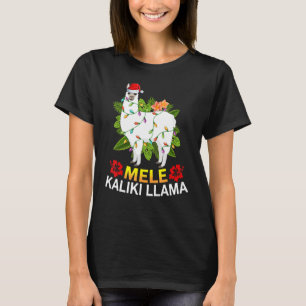 Hawaiian Julafton Llama Ljus Mele Kalikimaka Llama T Shirt