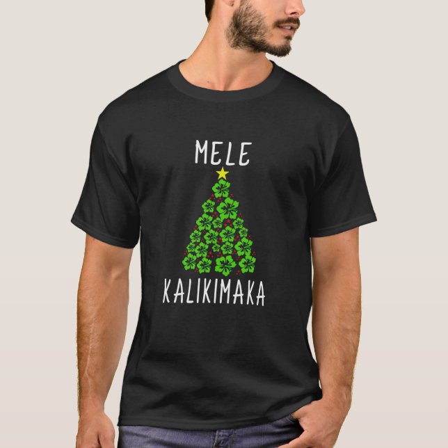 Hawaiian Julgran Mele Kalikimaka Hawaii Tro T Shirt (Framsida)