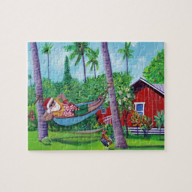 Hawaiian Jultomten Jigszle Puzzle Pussel (Horisontell)