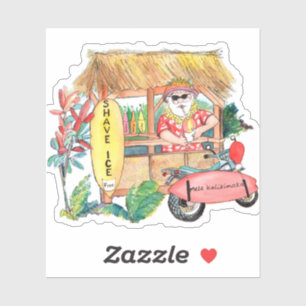Hawaiian Jultomten Selling Shave Ice Sticker Klistermärken