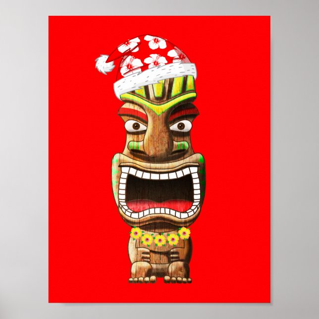 Hawaiian jultomten Tiki Poster (Framsidan)