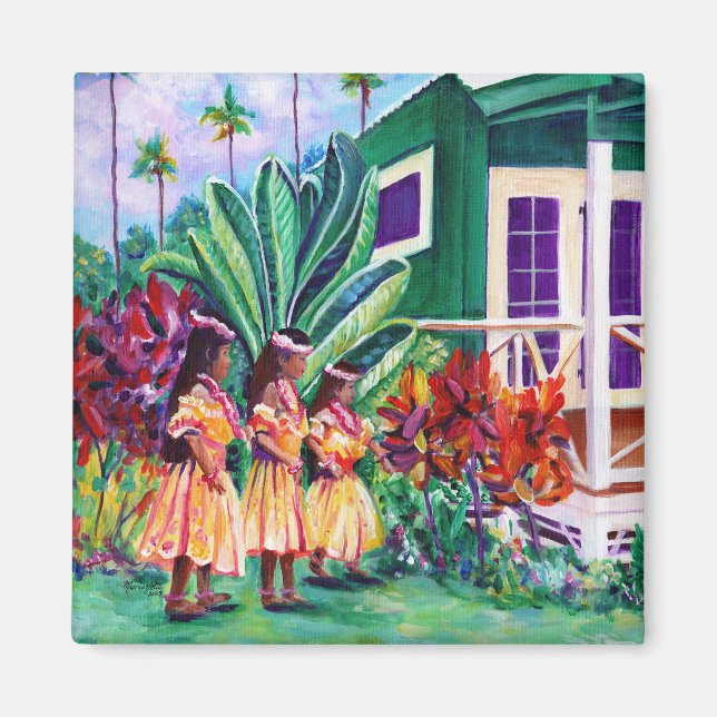 Hawaiian Keiki Hula Girls Magnet (Framsidan)