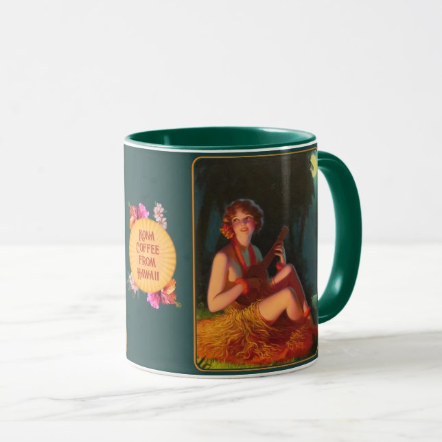 Hawaiian Kona Coffee Girl w/Ukulele Mugg (Framsida höger)