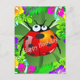 Hawaiian ladybug står på en fyrklöver vykort