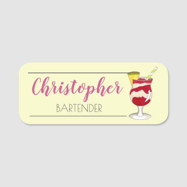 Hawaiian Lava Flow Cocktail Luau Island Tiki Pub Namnbricka (Framsida)