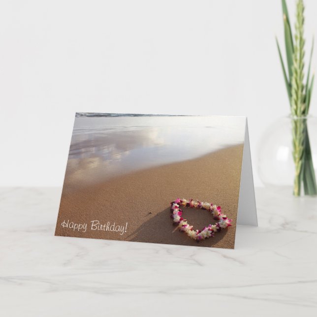 Hawaiian Lei & Beach Birthday Card Kort (Framsida)