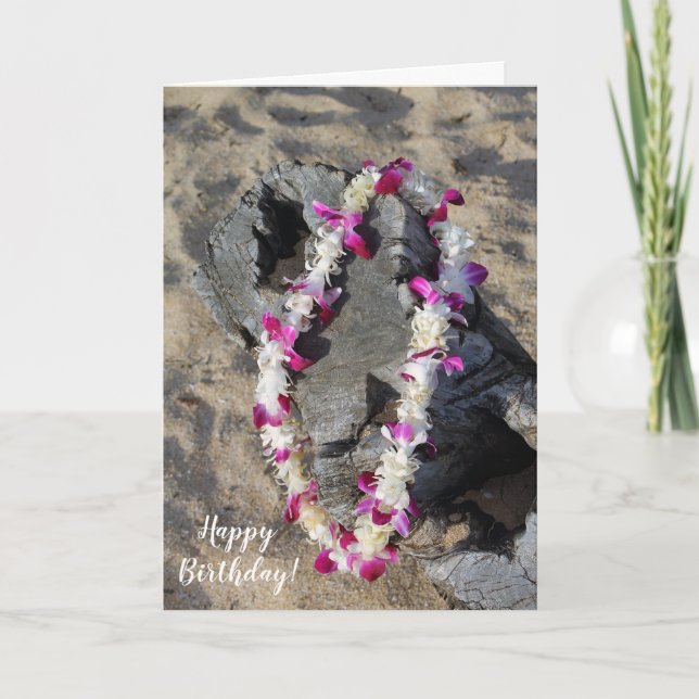 Hawaiian Lei på Beach Birthday Card Kort (Framsida)