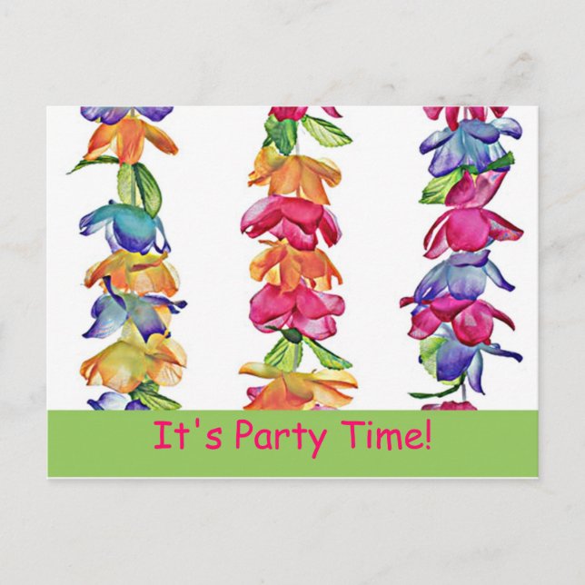 Hawaiian Leis on Postcard - PartyTime! Inbjudan Vykort (Framsida)