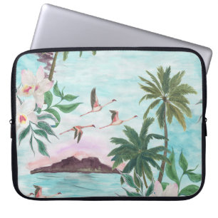 Hawaiian Ligcape Flamingo Watercolor Mönster Laptop Fodral