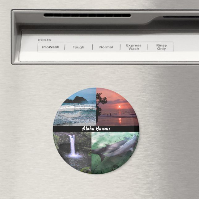 Hawaiian Ligcape Four Photo Aloha Hawaii Magnet (In Situ (Dishwasher))