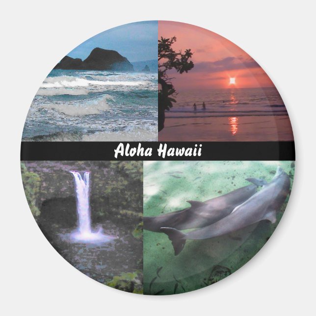 Hawaiian Ligcape Four Photo Aloha Hawaii Magnet (Framsidan)